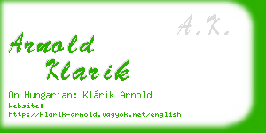 arnold klarik business card