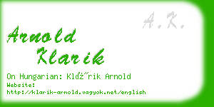 arnold klarik business card